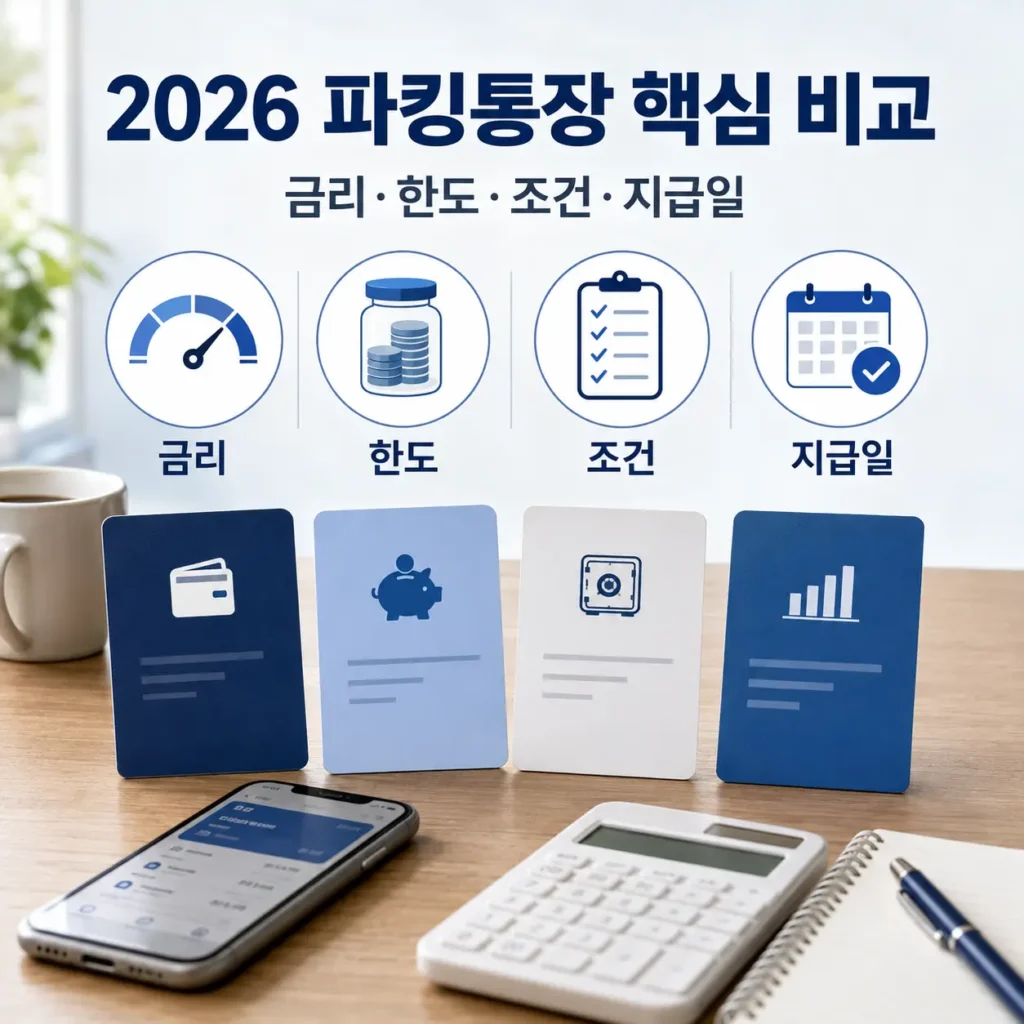 2026년 파킹통장 금리 비교, 100만원·1000만원·5000만원 어디가 유리할까? 2 2026 파킹통장 금리 비교_